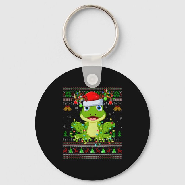 Chaveiro Funny Frog Ugly Christmas Sweaters Holiday Santa C (Frente)