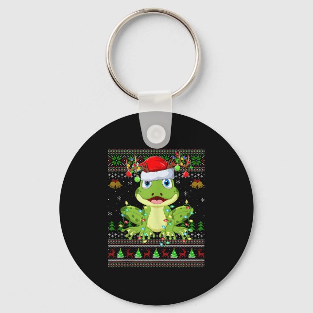 Chaveiro Funny Frog Ugly Christmas Sweaters Holiday Santa C (Frente)