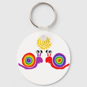 Chaveiro Funny Funky Rainbow Snail Love Abstrato Art