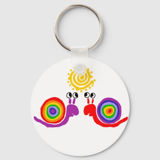 Chaveiro Funny Funky Rainbow Snail Love Abstrato Art (Frente)