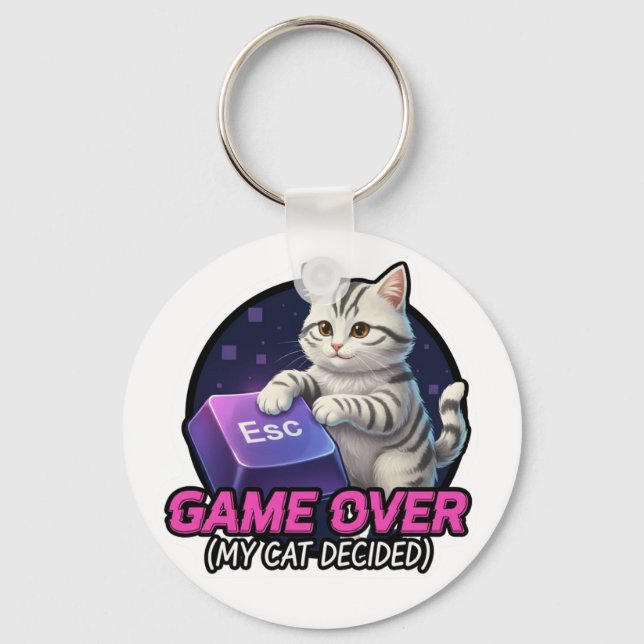 Chaveiro ​Funny Gaming Cat Gamer Gift - My Cat Decided Game (Frente)