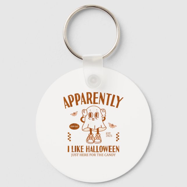 Chaveiro Funny Ghost Apparently, I Like Halloween  (Frente)