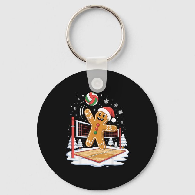 Chaveiro Funny Gingerbread Volleyball Player Christmas  (Frente)