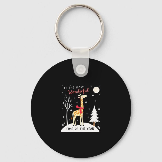 Chaveiro Funny Giraffe The Most Wonderful Time Christmas T- (Frente)