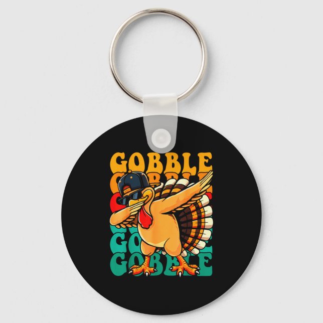 Chaveiro Funny Gobble Gobble Turkey Day Happy Thanksgiving  (Frente)