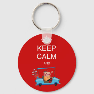 Chaveiro Funny GOLF. Cartoon keep calm playa golf gf