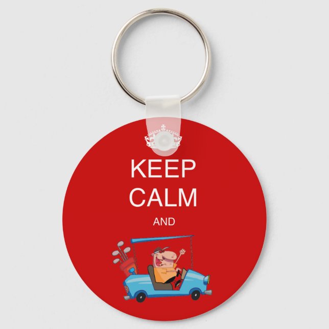 Chaveiro Funny GOLF. Cartoon keep calm playa golf gf (Frente)