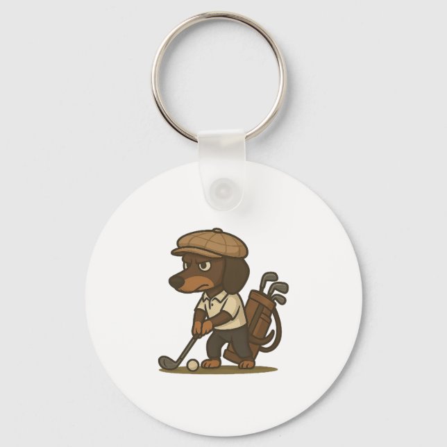 Chaveiro Funny Golfer Gift � Dachshund on the Tee (Frente)