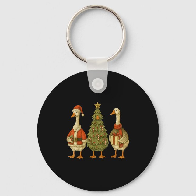 Chaveiro Funny Goose Christmas Lights Goose Cute Xmas Holid (Frente)