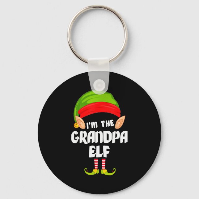 Chaveiro Funny Grandpa Elf Matching Family Group Pj Christm (Frente)