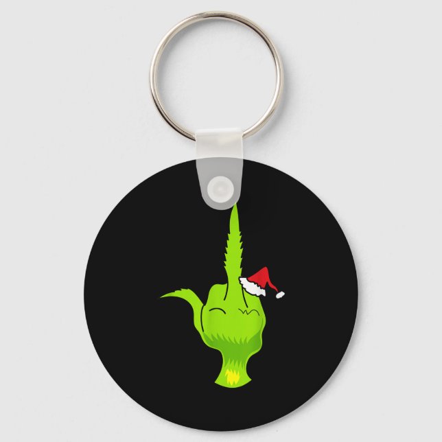 Chaveiro Funny Green Hand Middle Finger Xmas Santa  (Frente)