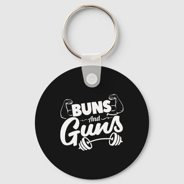 Chaveiro Funny Gym Fitness Buns And Guns  (Frente)