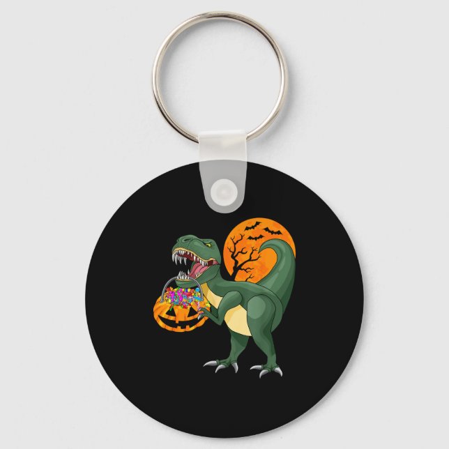 Chaveiro Funny Halloween Dinosaur Pumpkin Y T Rex Boys Kids (Frente)