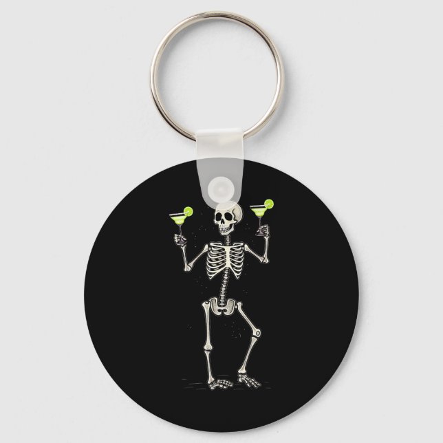 Chaveiro Funny Halloween Skeleton Drinking Margarita Tail  (Frente)