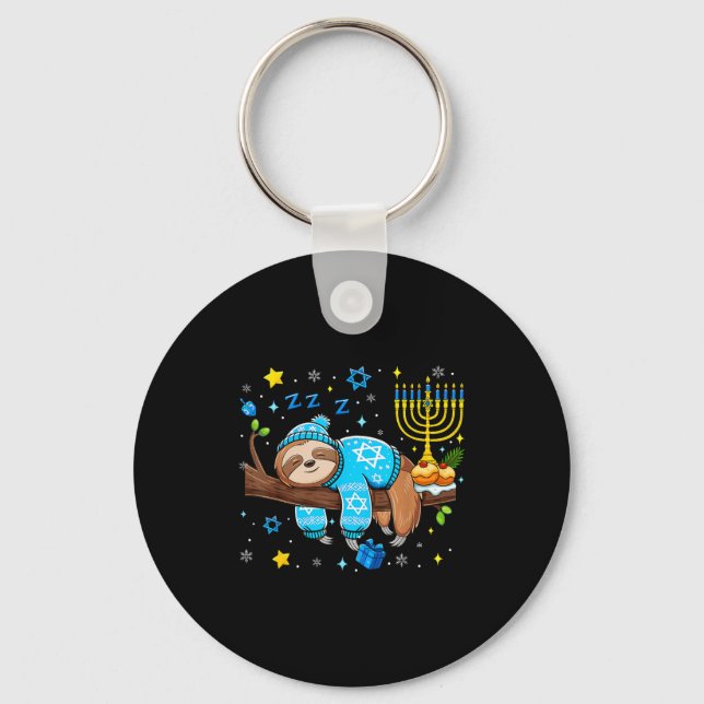 Chaveiro Funny Hanukkah Sloth Jewish Chanukah Sleeng Hanukk (Frente)