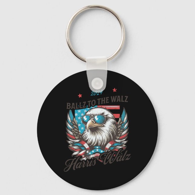 Chaveiro Funny Harris Walz 2024 Ballz Para A Eleição Walz (Frente)