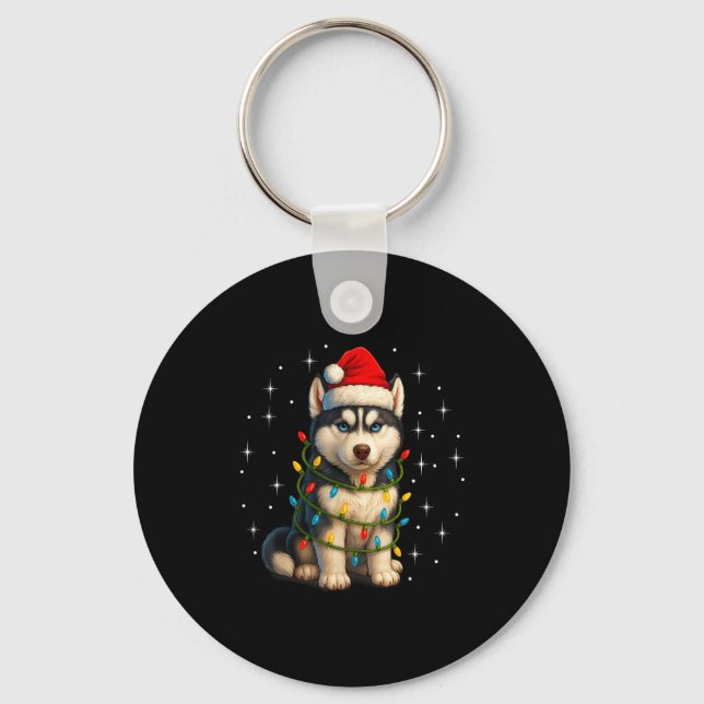 Chaveiro Funny Husky Dog Christmas Pj Pajama Men Women Pjs  (Frente)