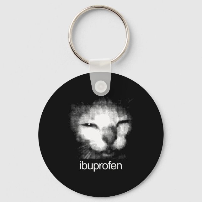 Chaveiro Funny Ibuprofen Cat Meme Retro Ugly Cat Face Mens  (Frente)