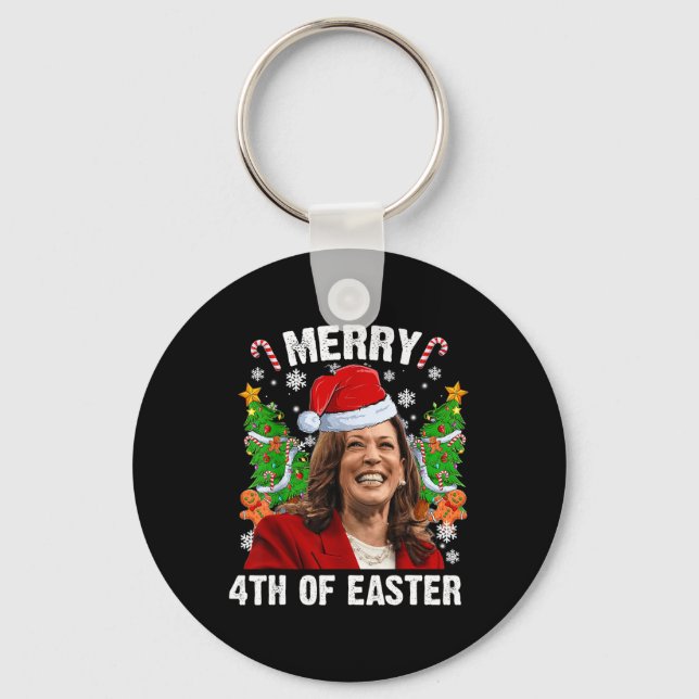 Chaveiro Funny Kamala Harris Natal Santa Hat Feliz 4 (Frente)