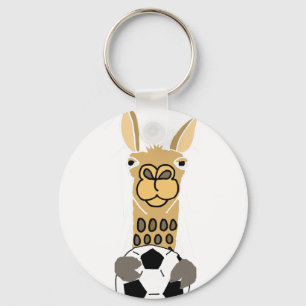 Chaveiro Funny Llama with Soccer Ball Art