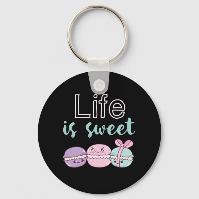 Chaveiro Funny Macaroon Puns Life is Sweet (Frente)