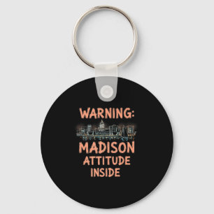 Chaveiro Funny Madison Wisconsin Night Skyline Vintage Prem