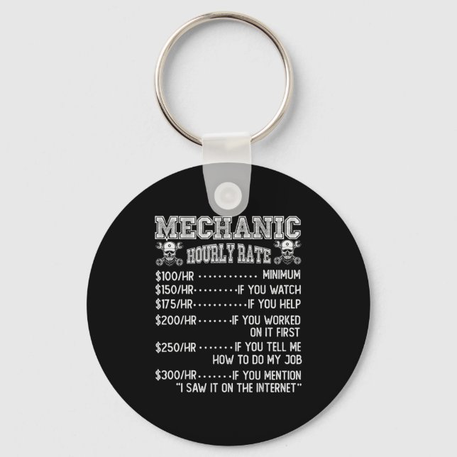 Chaveiro Funny Mechanic Hourly Rate Joke Design  (Frente)