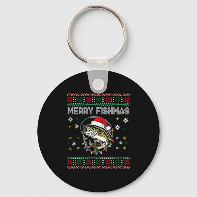 Chaveiro Funny Merry Fishmas B Fishing Christmas Ugly Sweat (Frente)