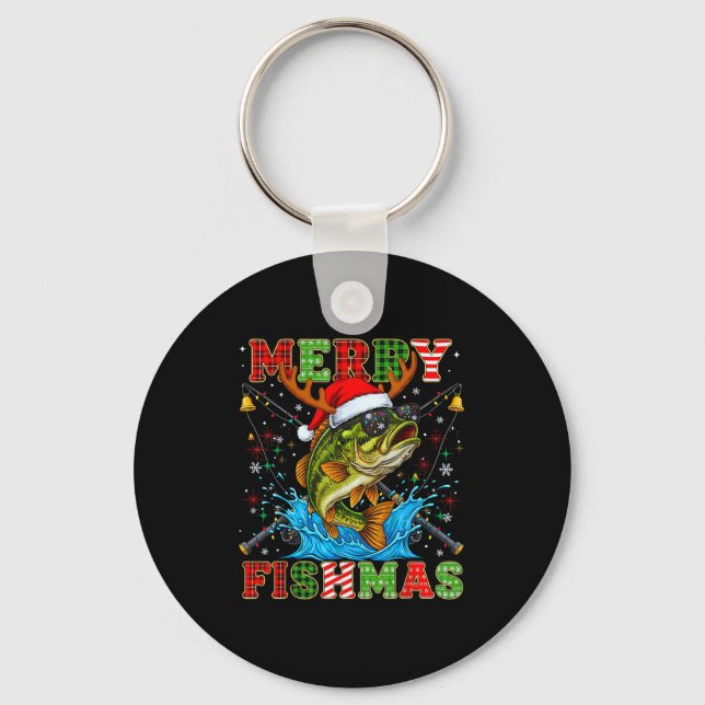 Chaveiro Funny Merry Fishmas Christmas Fish Xmas Fishing Fo (Frente)