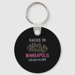 Chaveiro Funny Minneapolis Minnesota Night Skyline Vintage