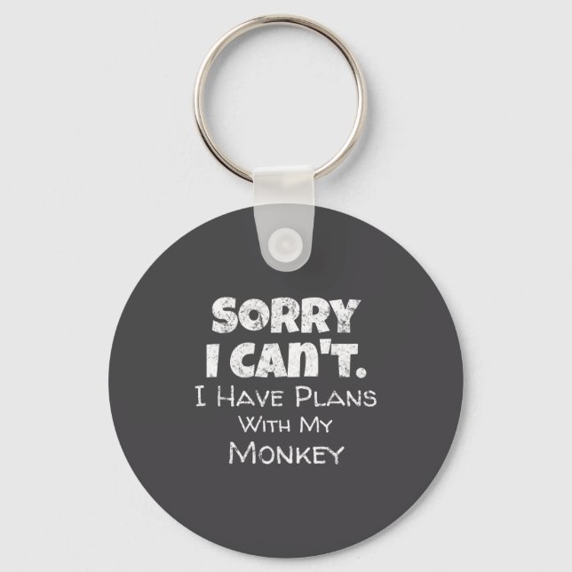Chaveiro Funny Monkey Lover Quote Design - Plans With My Mo (Frente)