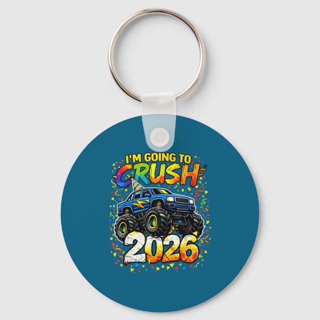 Chaveiro Funny Monster Truck New Years Kids Crush 2026 Part (Frente)