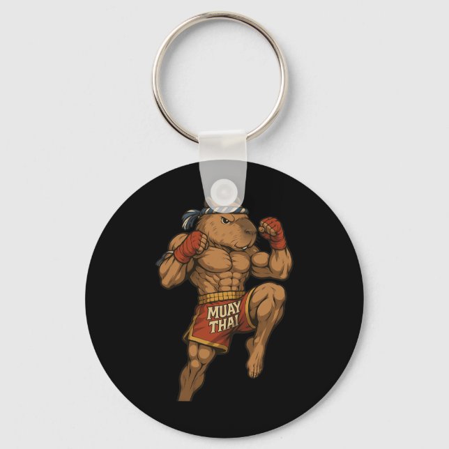 Chaveiro Funny Muay Thai Capybara Thai Boxando Artes Marcia (Frente)