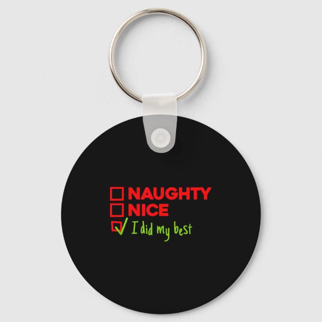 Chaveiro Funny Naughty, Nice, I Did My Christmas  (Frente)