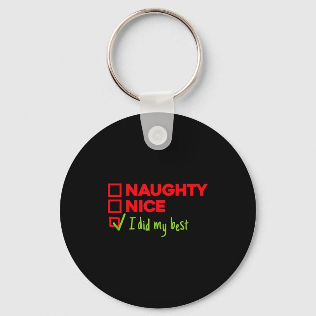 Chaveiro Funny Naughty, Nice, I Did My Christmas  (Frente)