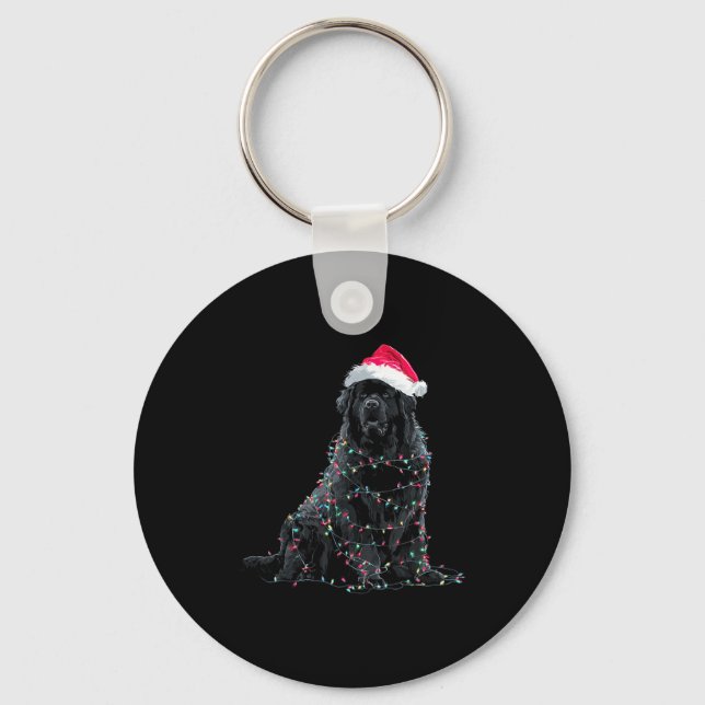 Chaveiro Funny Newfoundland Christmas Graphic Dog Lights Lo (Frente)