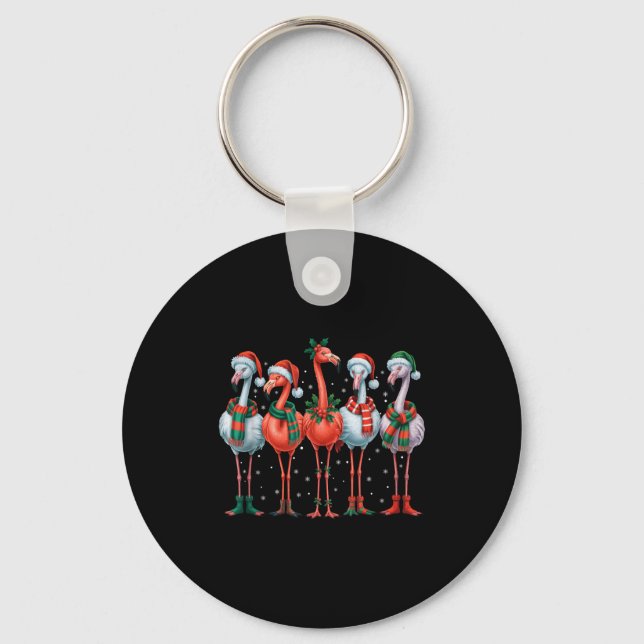 Chaveiro Funny Nk Flamingos Merry Christmas Tree Xmas Snowf (Frente)