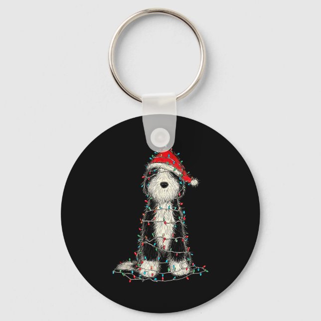 Chaveiro Funny Old English Sheepdog Christmas Graphics Dog  (Frente)