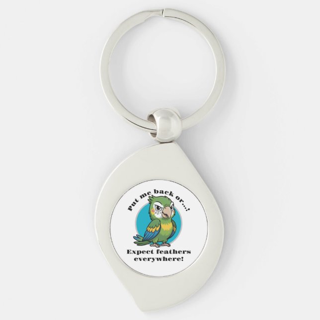 Chaveiro Funny Parrot Keychain – Custom Text + Image (Frente)