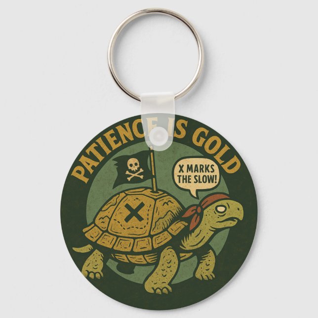 Chaveiro Funny Pirate Turtle Patience Gold (Frente)