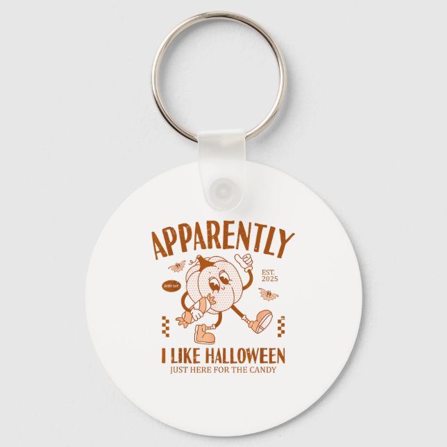 Chaveiro Funny Pumpkin Apparently, I Like Halloween  (Frente)