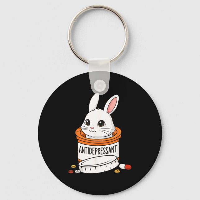 Chaveiro Funny Rabbit Bunny Anti Depressant Zoo Boys Girls  (Frente)
