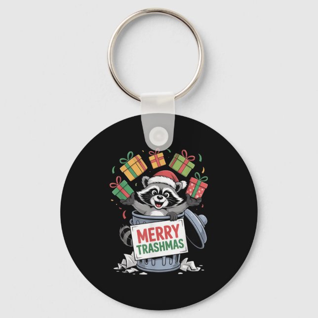 Chaveiro Funny Raccoon Christmas Trash Panda Xmas Merry Tra (Frente)