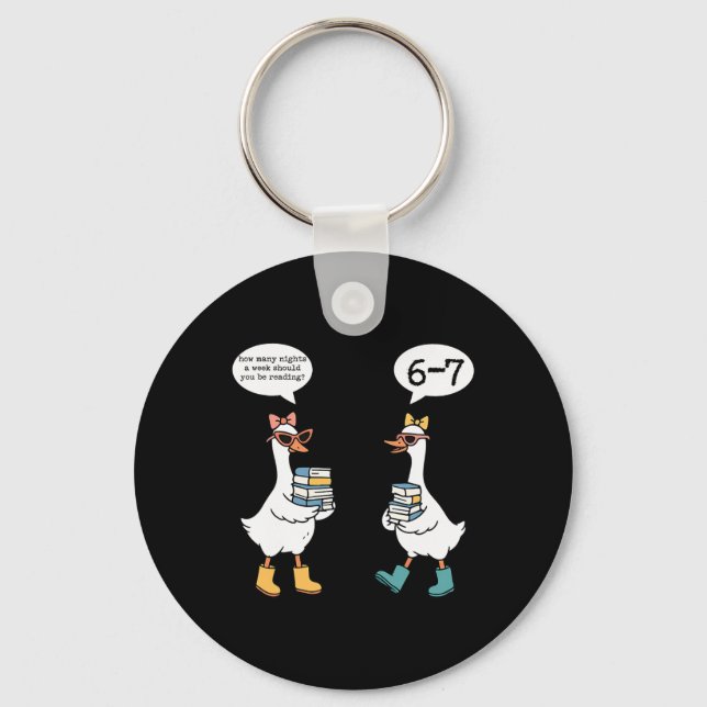 Chaveiro Funny Reading 67 Six Seven Meme Goose Teacher Book (Frente)