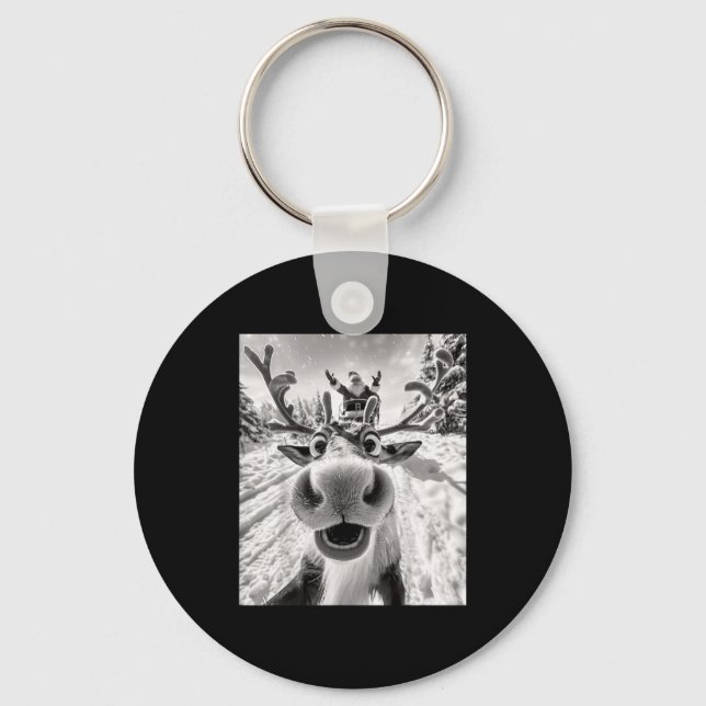 Chaveiro Funny Reindeer Selfie Christmas  (Frente)