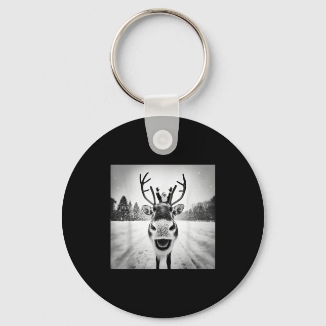 Chaveiro Funny Reindeer Selfie Christmas Men Women Boys And (Frente)