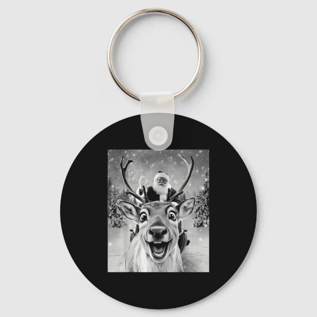 Chaveiro Funny Reindeer Selfie Santa Christmas Men Women Ki (Frente)
