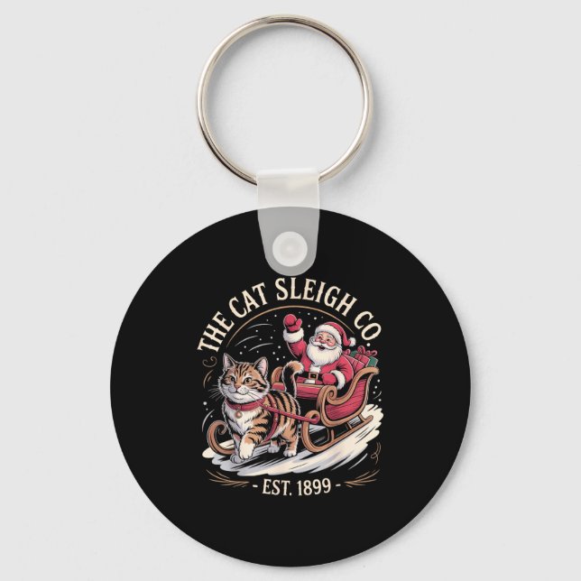Chaveiro Funny Retro Christmas Cat  (Frente)