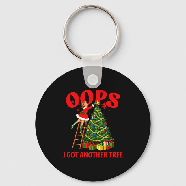 Chaveiro Funny Retro Christmas Oops I Got Another Tree Prem (Frente)