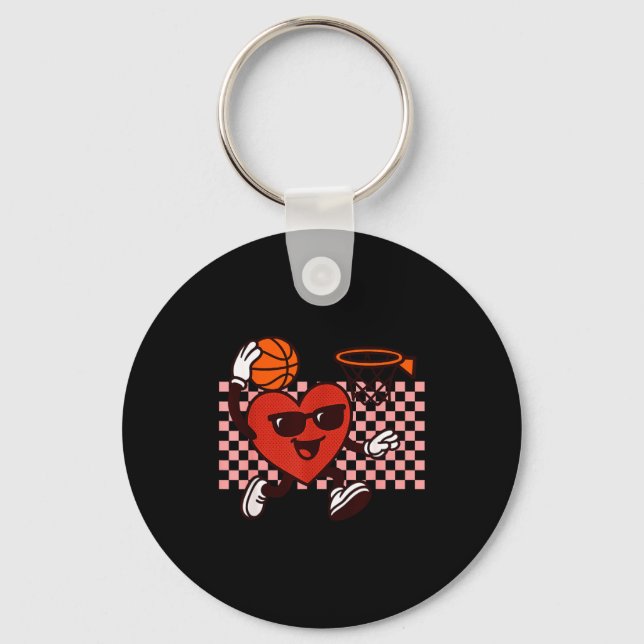 Chaveiro Funny Retro Heart Graphic Basketball Player Kids V (Frente)